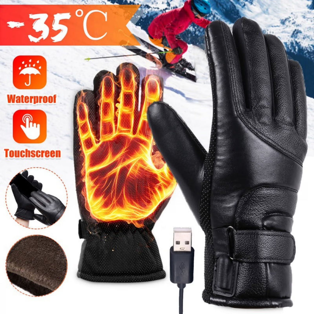 USB Plug Electric Heated Gloves with Touchscreen Finger for Men Women Winter Hands Warmer Thermal Gloves Windproof for Cold Weather Outdoor Activities