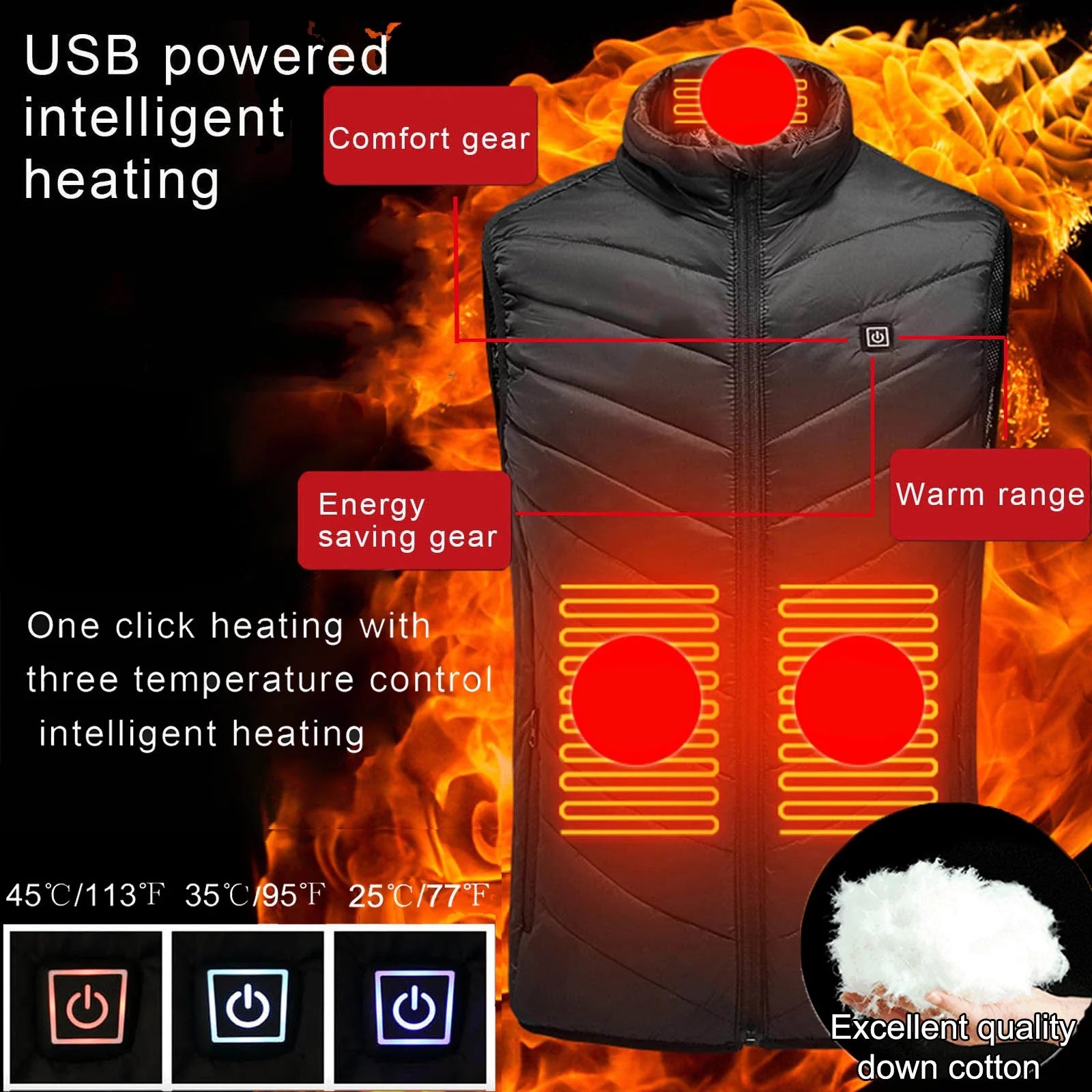 plus Size Heated Vest for Women Men 9 Heating Zones 3 Heat Levels Zip up Quilted Jackets Sleeveless Stand Collar Thermal Padded Coats with Zipper Pockets 2025 Winter Unisex Outerwear