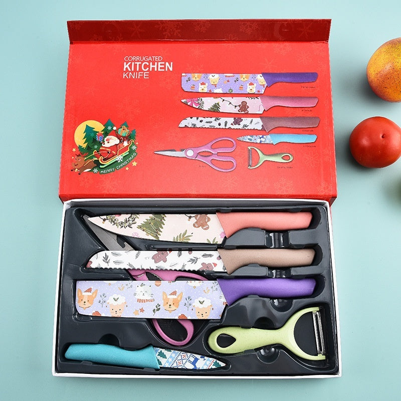 Household Kitchen Knives Stainless Steel Knives 6-piece Printing Set