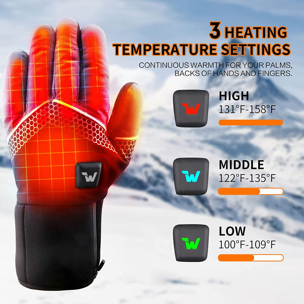 Stay Warm and Connected: Electric Heated Gloves with Touchscreen and 3 Adjustable Heating Levels for Men and Women - Perfect for Skiing, Snowboarding, and Outdoor Adventures!