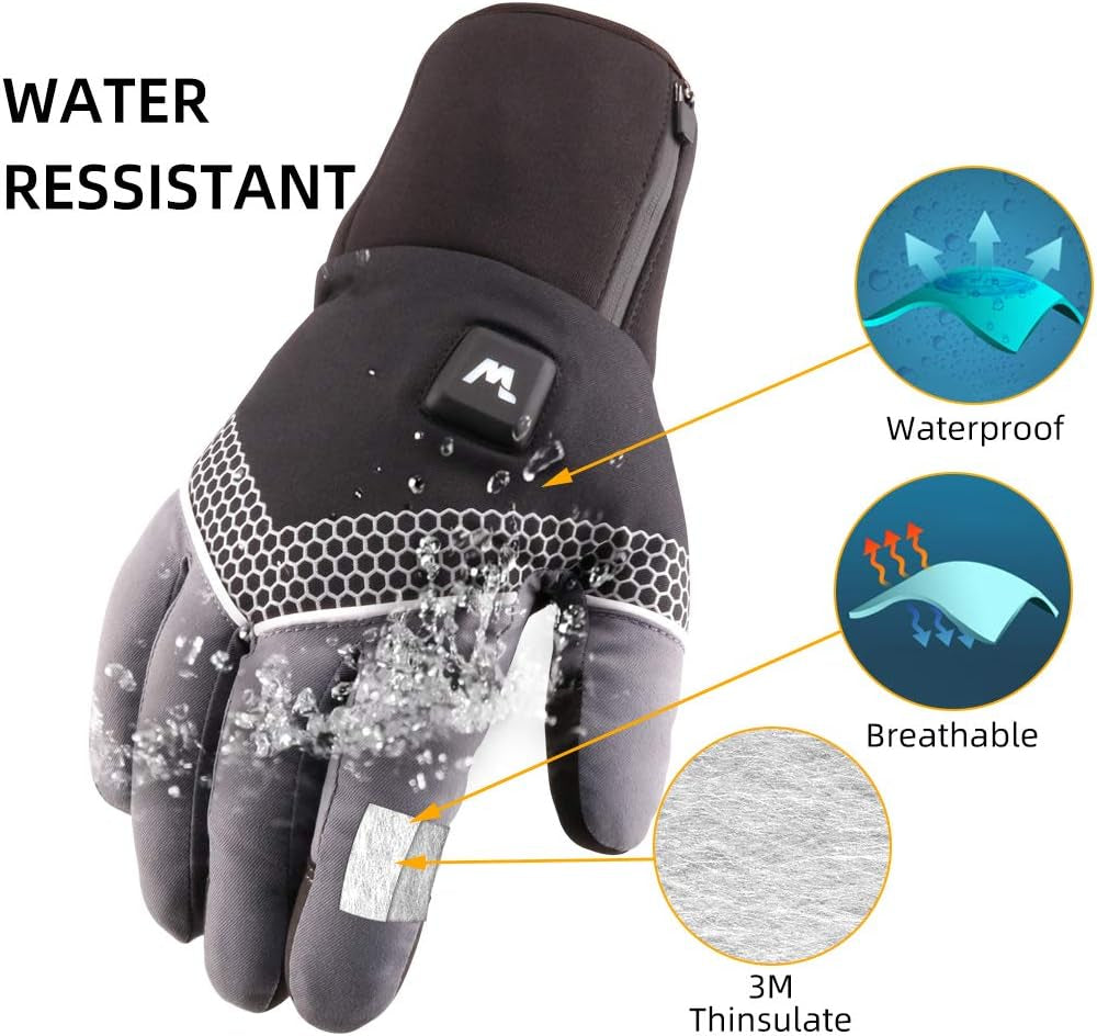 Stay Warm and Connected: Electric Heated Gloves with Touchscreen and 3 Adjustable Heating Levels for Men and Women - Perfect for Skiing, Snowboarding, and Outdoor Adventures!
