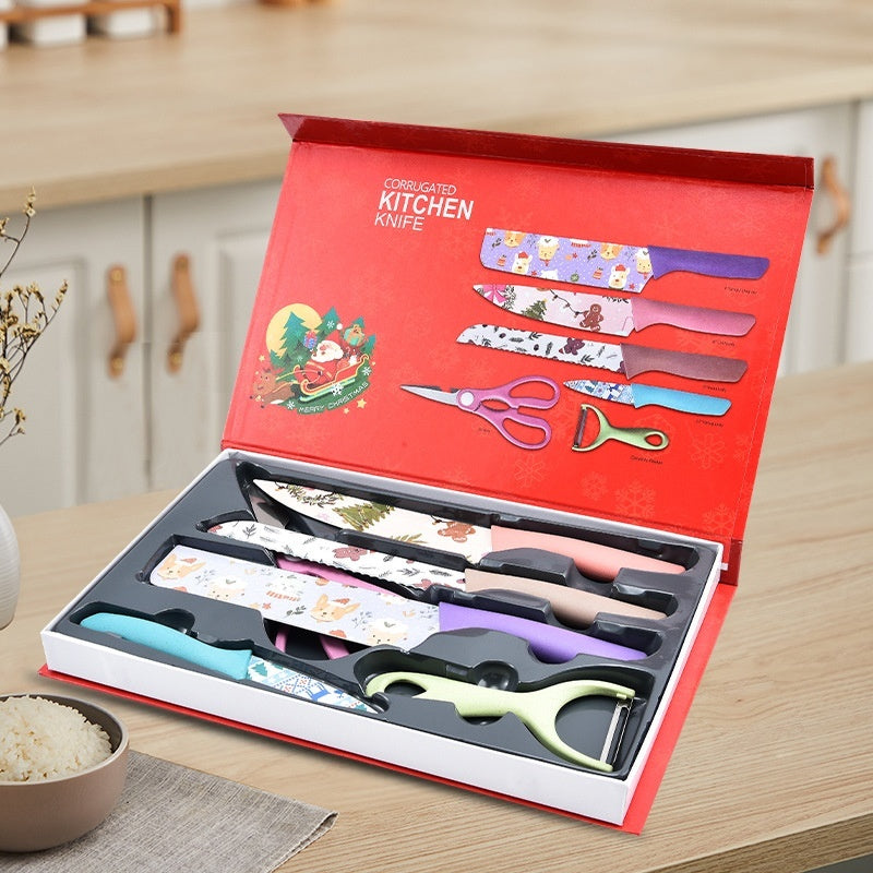 Household Kitchen Knives Stainless Steel Knives 6-piece Printing Set